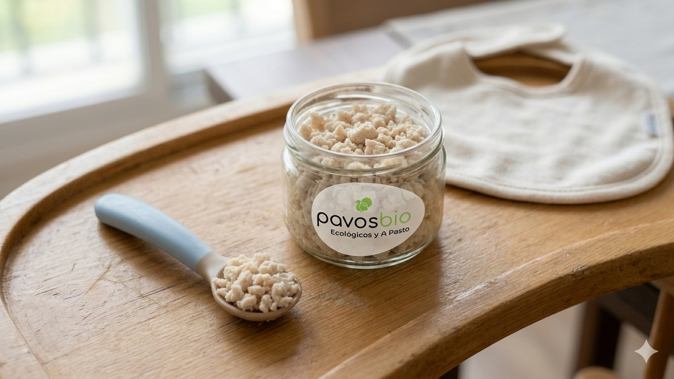 Carne picada de pavo preparada para bebé en etapa BLW